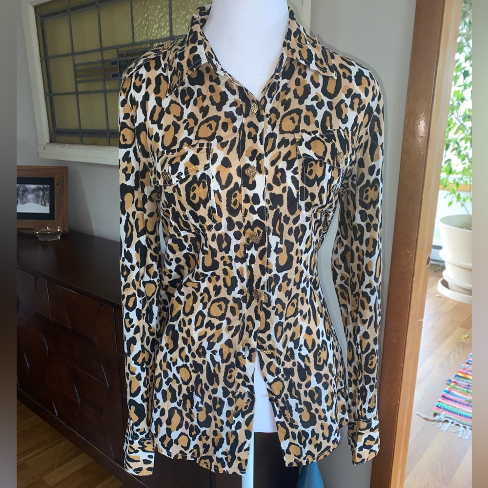 ***SOLD***Tory Burch Leopard Print Button Down